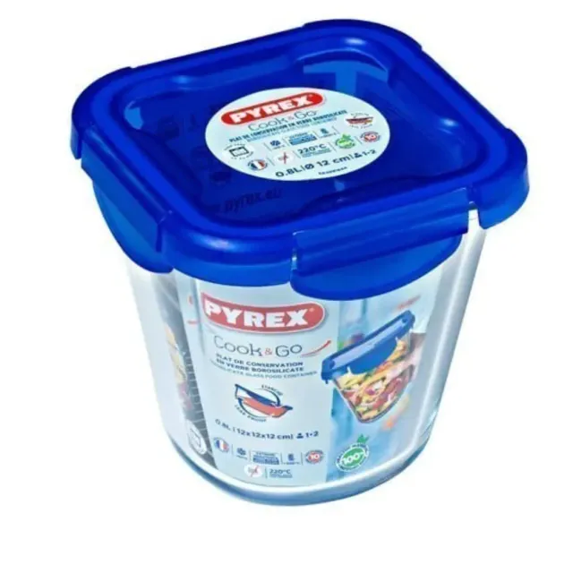 بايركس علبة معكرونة زجاجية Cook & Go مع غطاء 0.8لتر