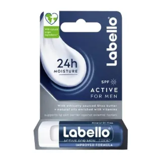 Labello Lip Balm Men Active SPF15 24H Melt-In Moisture with Shea Butter and Natural Oils 4.8g