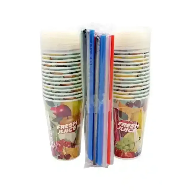 AL WATANIA Paper Cup 12oz and Straw 30's