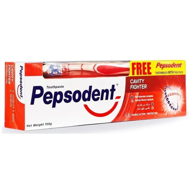 Pepsodent Toothpaste Cavity Fighter Oral Care White 150g With Free Toothbrush