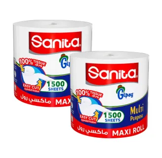 Sanita Gipsy Multi Purpose Maxi Roll 1500sheets x2 Pieces