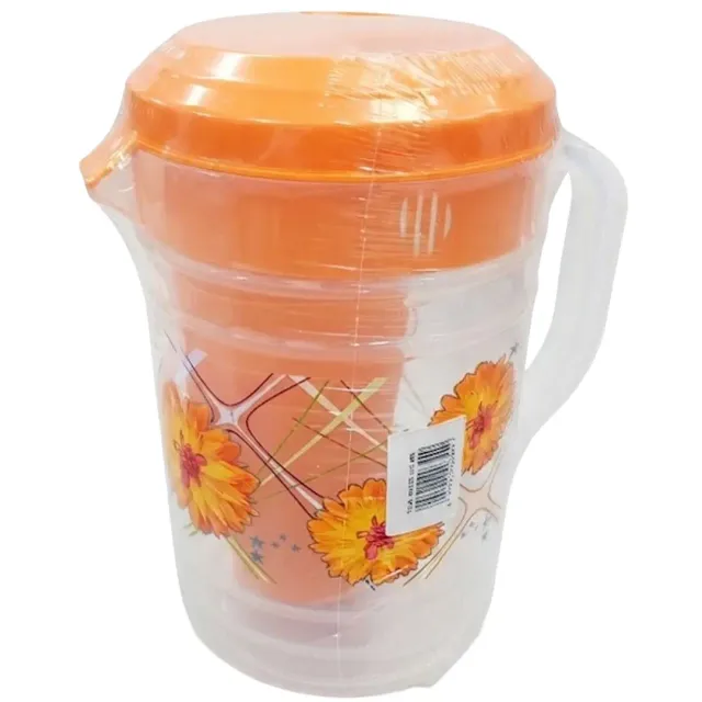Plastic Water Jug Set With 4 Glass Assorted