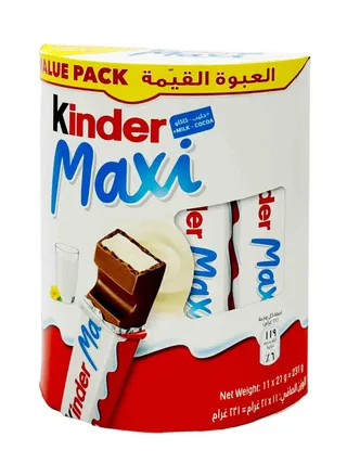 كيندر ماكسي شوكولاتة بالحليب  10 × 21 جرام + 1 مجانًا