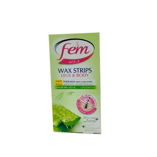 FEM WAX STRIPS LEGS & BODY EXTRA DRY SKIN 20PCS + 4 SKIN CARE WI
