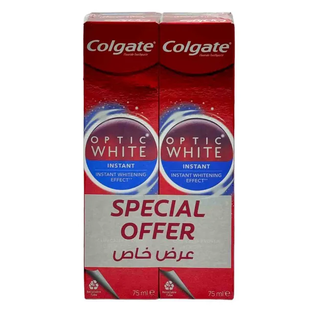 COLGATE OPTIC WHITE INSTANT T/PASTE 2X75ML