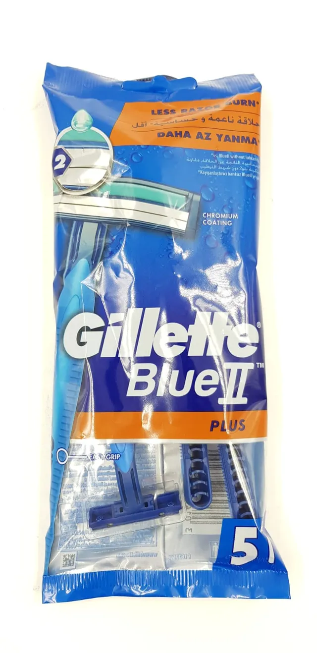 GILLETTE BLUE II PLUS UGRIP 5PCS