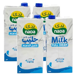 ندى حليب طويل الأجل كامل الدسم 1 لتر × 4