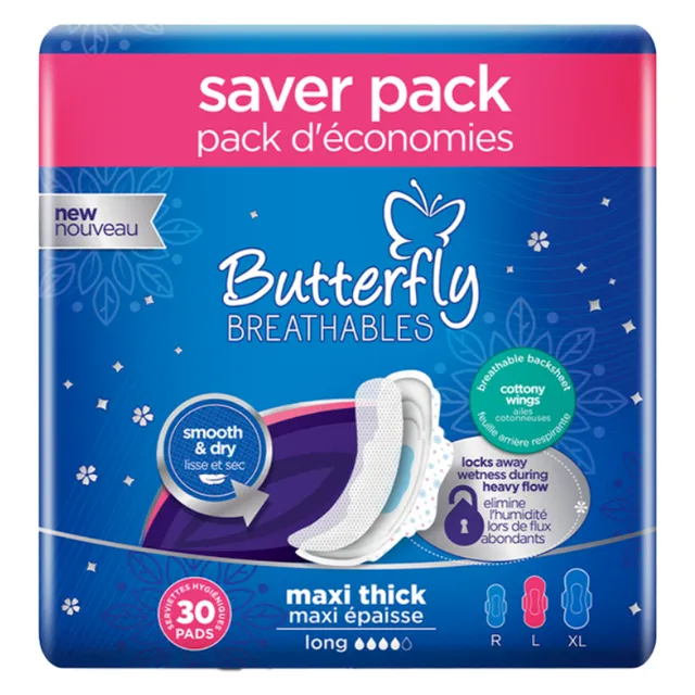 Butterfly Breathables Maxi Thick Soft Sanitary Pads 30'S