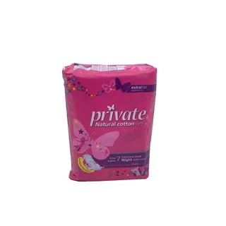 PRIVATE NATURAL COTTON FEEL NIGHT WITH WINGS 7 PADS