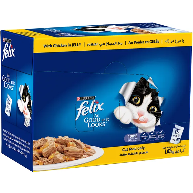 PURINA FELIX CAT FOOD CHICKEN IN JELLY 12*85GM