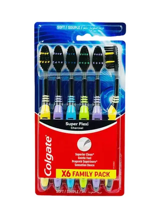 Colgate Super Flexi Charcoal Toothbrush 6pcs