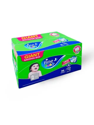 FINE BABY DIAPERS NO.4 LARGE 96 DIAPERS GIANT BOX