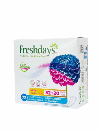 FRESHDAYS LONG SCENTED PANTYLINERS 52+20PCS