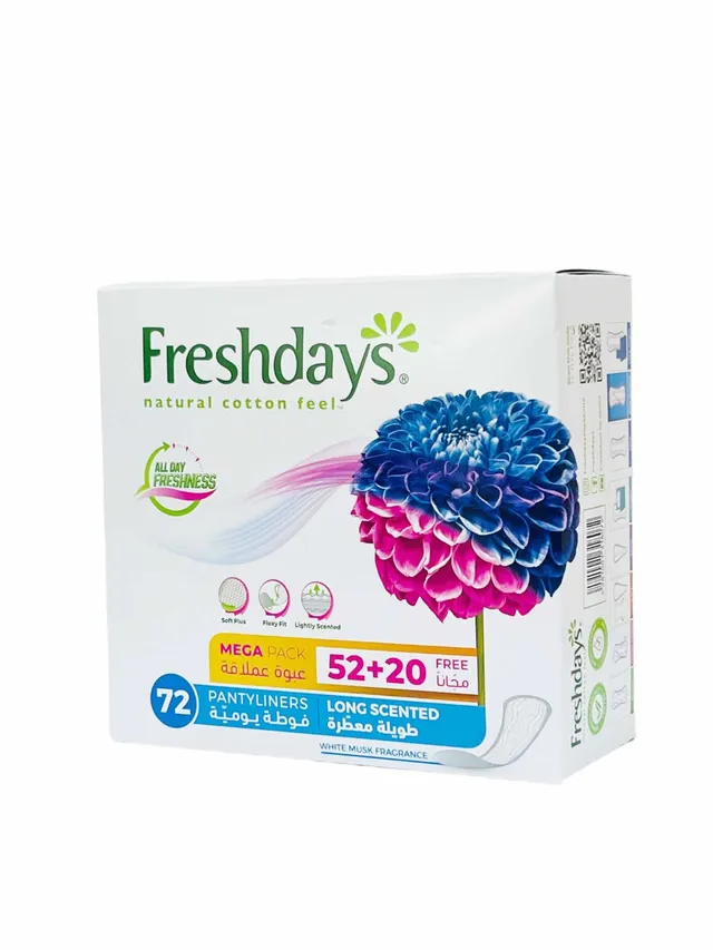 FRESHDAYS LONG SCENTED PANTYLINERS 52+20PCS