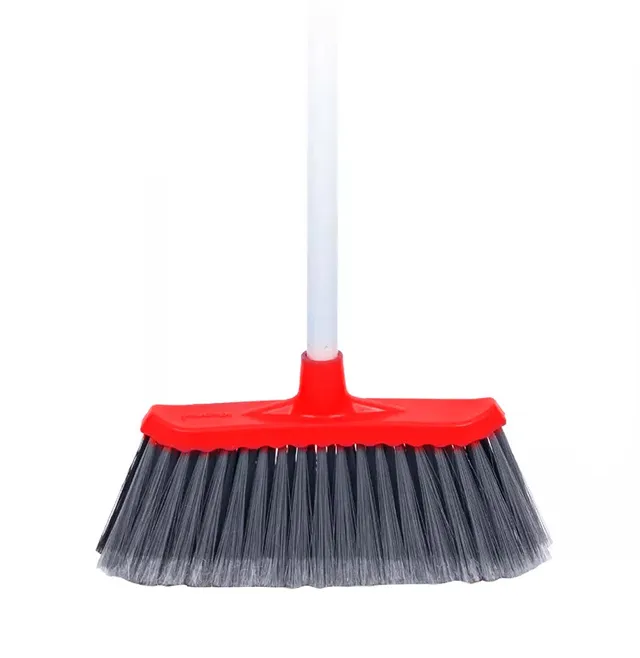 Soft broom with a long plastic stick