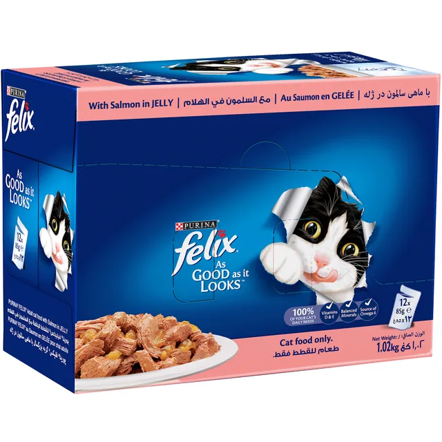 PURINA FELIX SALMON CAT FOOD 12*85GM