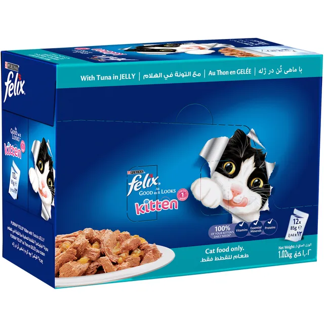 PURINA FELIX CAT FOOD KITTEN TUNA IN JELLY 12*85GM