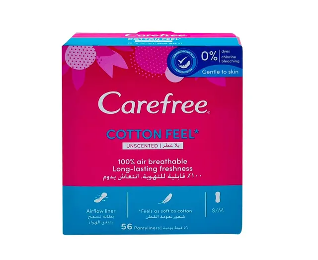 CAREFREE UNSCENTED COTTON PANTYLINERS 56 PANTYLINERS