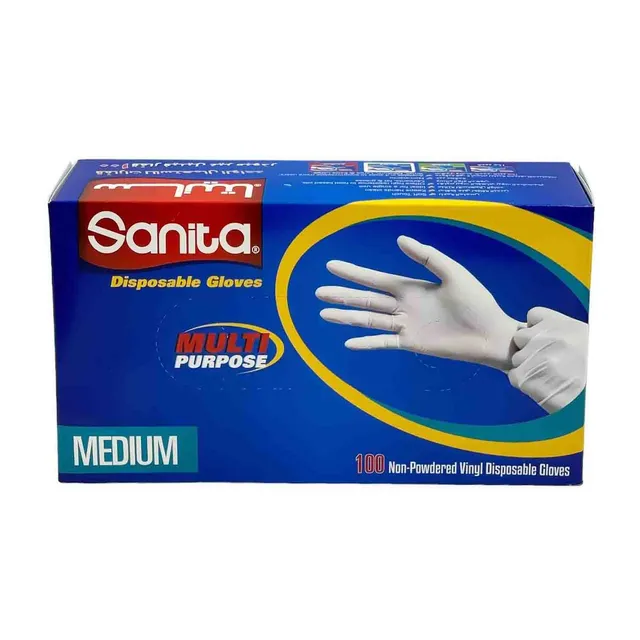 SANITA DISPOSABLE GLOVES MEDIUM 100PCS