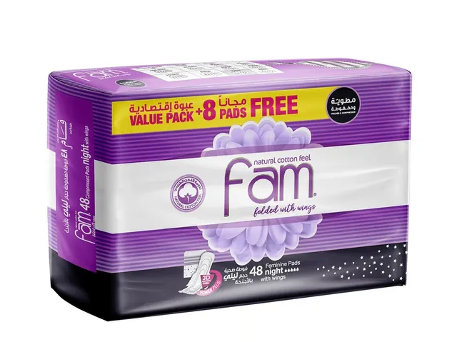 FAM FEMININE PADS FOR NIGHTS 40+8PCS FREE
