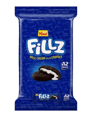 NABIL FILLZ MLK CREAM FILLED COOKIES 12 x 54GM