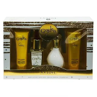 Golden perfume set with lotion