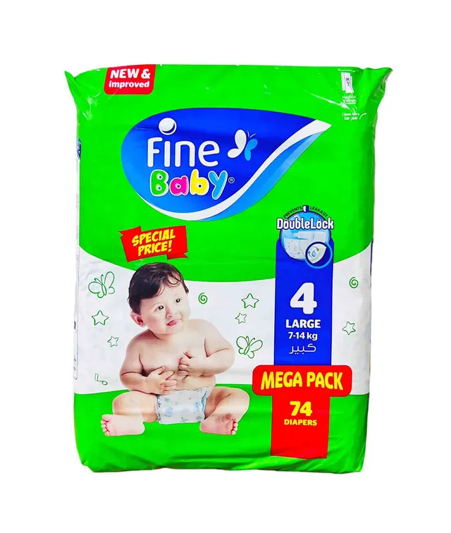 FINE BABY DIAPERS MEGA PACK LARGE 74 PCS