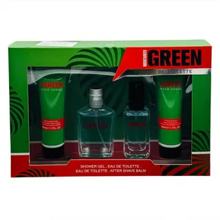 Green perfume set with lotion