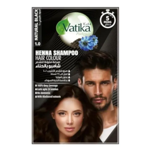 VATIKA HENNA SHAMPOO HAIR COLOUR NTRL BLACK 20ML