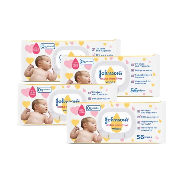 JOHNSONS EXTRA SENSITIVE WIPES 56 WIPES 2+2FREE