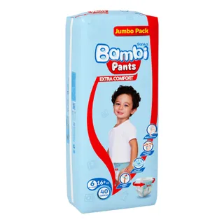 BAMBA BABY DIAPERS PANT XX- LARGE NO-6 . 40 PCS