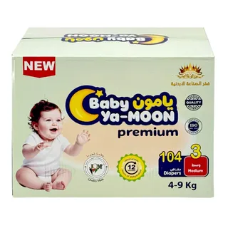 BABY YA-MOON DUPLEX 3 MED 104DIAPERS