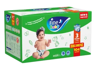 FINE BABY DIAPERS NO.3 MEDIUM 104 DIAPERS GIANT BOX