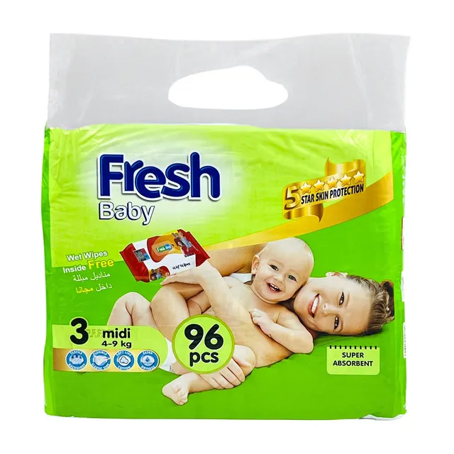 FRESH BABY-BABY DIAPERS MIDI 3 96 PCS 4-9KG