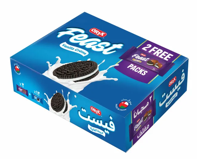 بسكويت أوريكس فيست بكريمة الفانيلا 14*32 جم