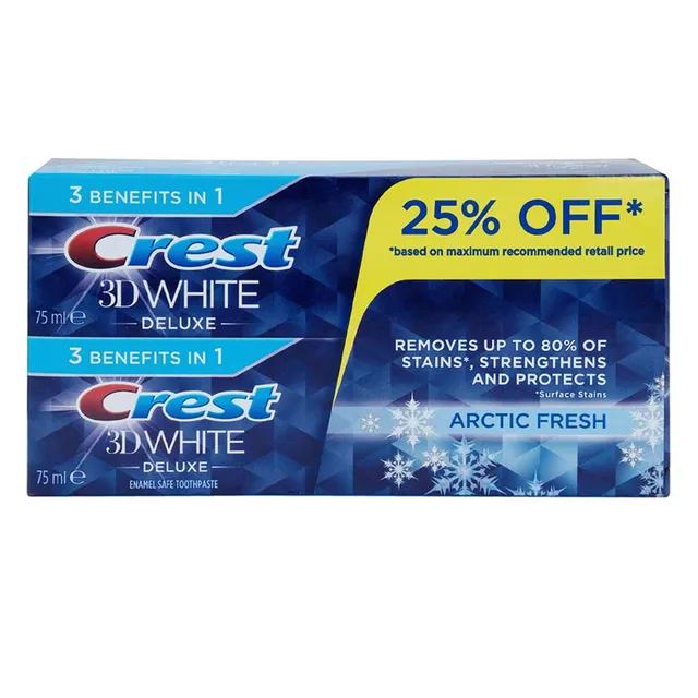 CREST 3D WHITE DELUXE TOOTHPASTE ARCTIC FRESH 2X75 ML
