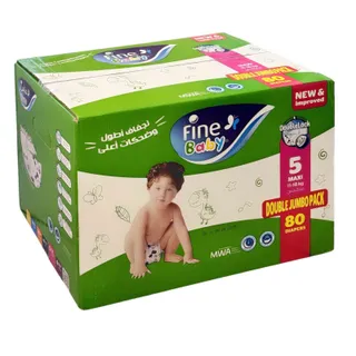 FINE BABY DIAPERS NO. 5 MAXI 80 DIAPERS GIANT BOX