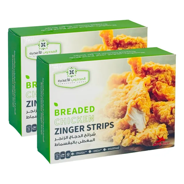 AL MADHOOB BREADED CHICKEN ZINGER STRIPS 2X375GM