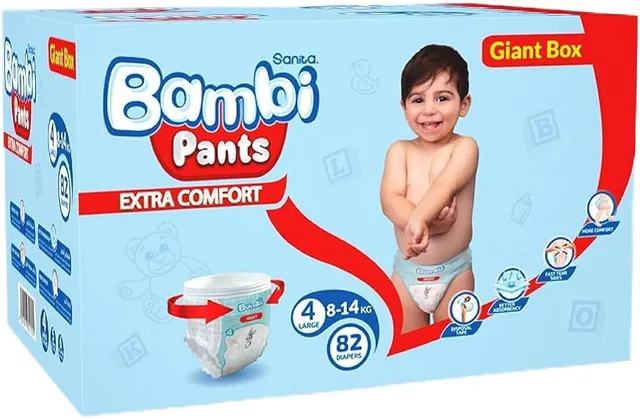 SANITA BAMBI PANTS DIAPER 4 LARGE GIANT BOX 84PCS