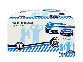حليب السعودية كامل الدسم 18 * 500 مل