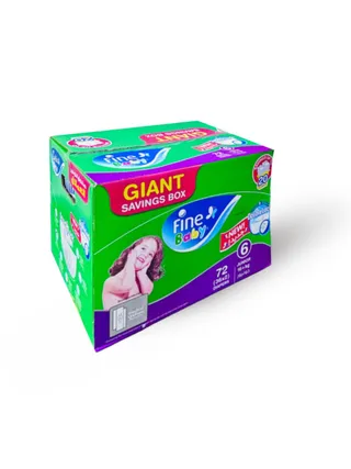 FINE BABY DIAPERS NO.6 JUNIOR 72 DIAPERS GIANT BOX