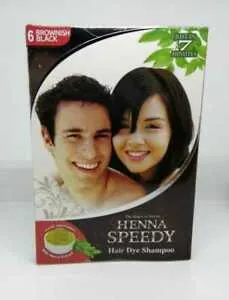 HENNA SPEEDY 6 BROWNISH BLACK HAIR DYE SHAMPOO 30ML