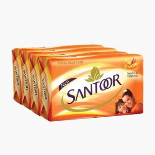 SANTOOR body soap with sandal and turmeric, 125 gm * 3 pcs + 1 free