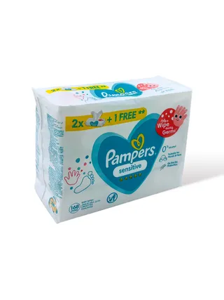 PAMPERS BABY WIPES SENSITIVE 56 PCS 2+1 FREE