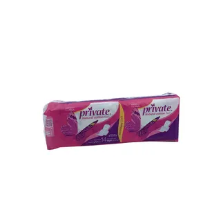 PRIVATE NATURAL COTTON FEEL NIGHT WITH WINGS 14 PADS