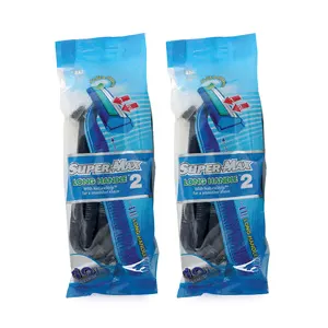 SUPER MAX 2  LONG HANDLE DISPOSABLE RAZORS BLADE 10+10PCS
