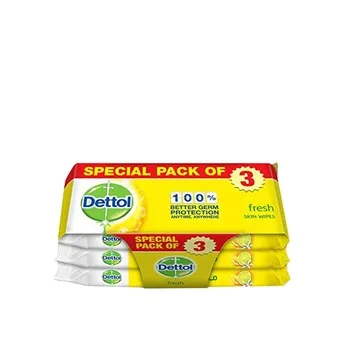 Dettol Fresh Antibacterial Skin Wipes 10 Count Pack of 3