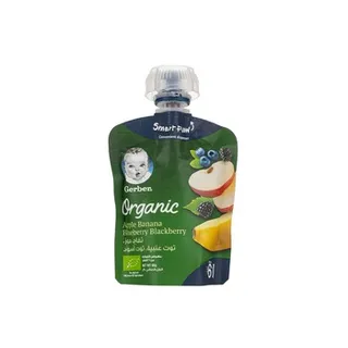GERBER Organic Puree Apple Banana Blueberry Blackberry 90g