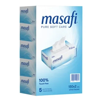 Masafi Balance Facial Tissue Boxes Pack of 5 Boxes (5 x 150 Sheets x 2 Ply)