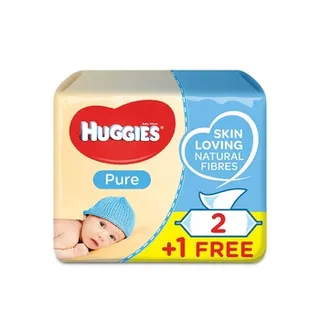 Huggies Pure Baby Wipes 99% Pure Water Wipes 3 Pack x 56 Wipes